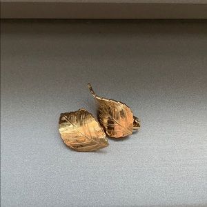 Christian Dior vintage gold leaf clip earrings